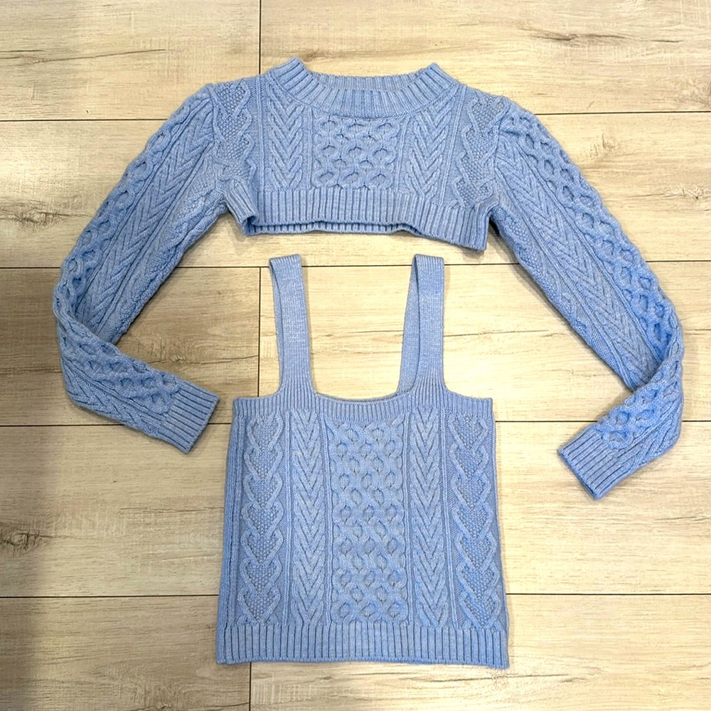 Topshop 2 piece sweater set size 0-2 baby blue color